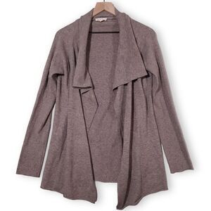 Hem & Thread Open Front Cardigan Sweater Size Large Waterfall Boho Chic Beige